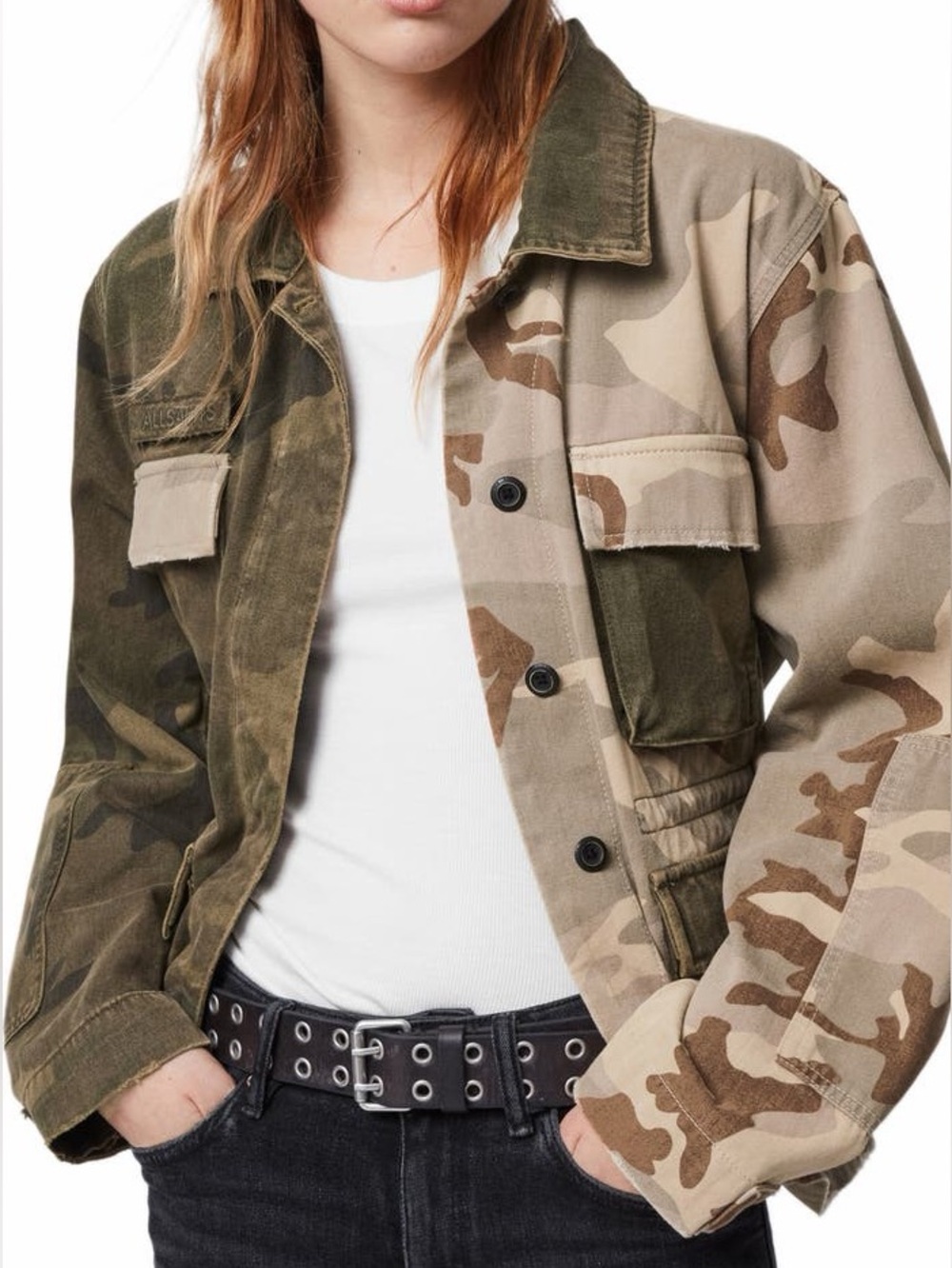 All saints finch camo jacket military camouflage green khaki women’s size small
